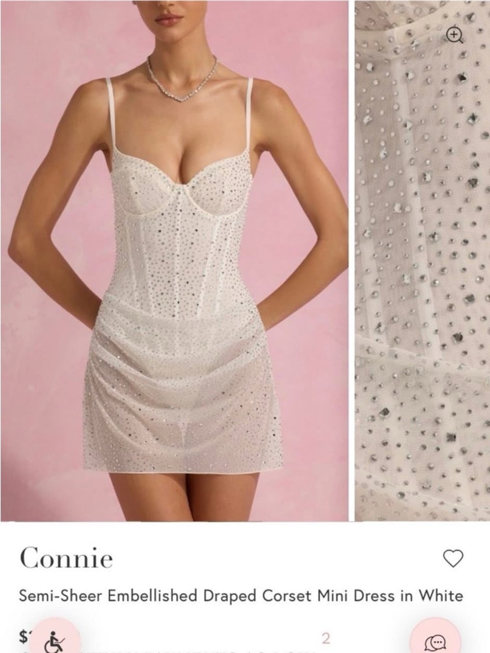 Oh Polly White Semi-Sheer Embellished Draped Corset Mini Dress
